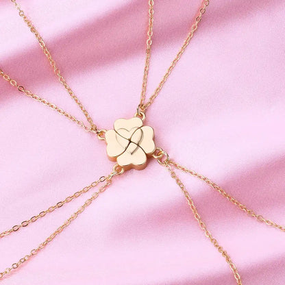 Lucky Clover Heart Necklace Set (4 Pieces)