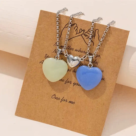 Glow in the Dark Heart Necklace Set (2 Pieces)