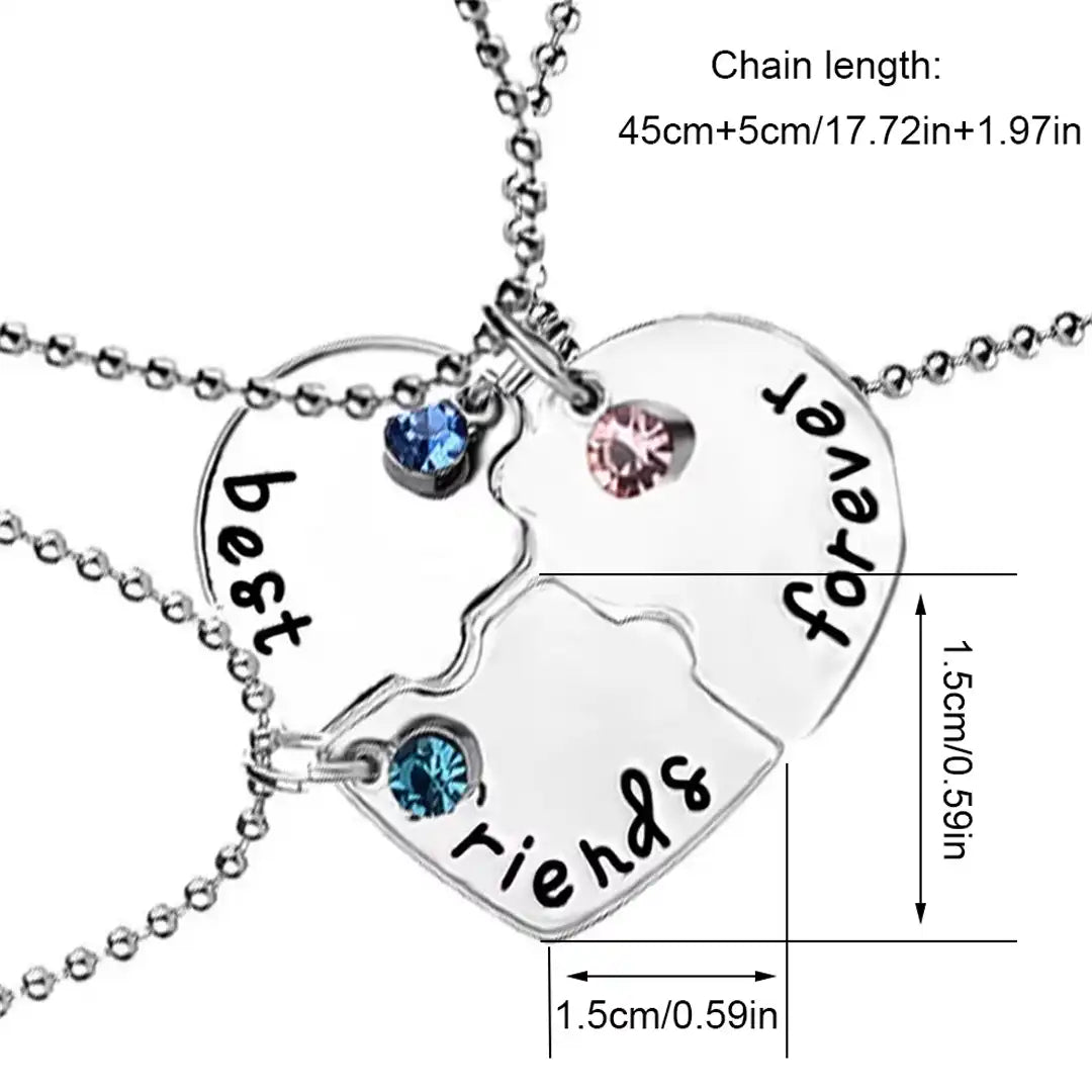 BFF Heart Necklace Set (3 Pieces)