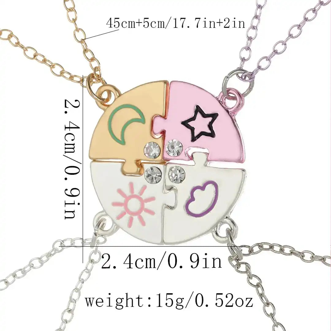 Best Friends Puzzle Necklace Set (4 Pieces)