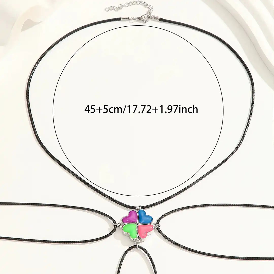 Glow Hearts Necklace Set (4 Pieces)