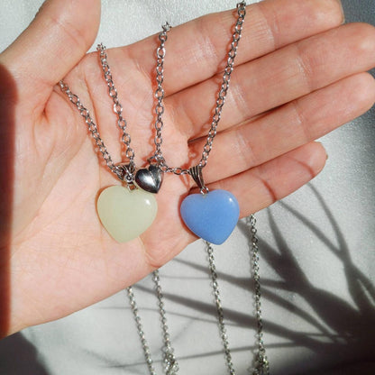 Glow in the Dark Heart Necklace Set (2 Pieces)