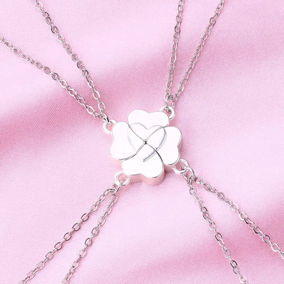 Lucky Clover Heart Necklace Set (4 Pieces)
